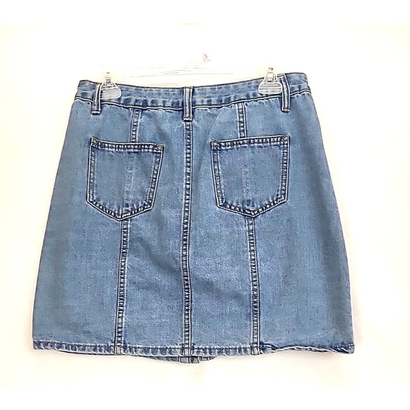Denim Mini Skirt Embroidered Floral Spring Break Cottagecore Sz L Anna Grace - Picture 2 of 9